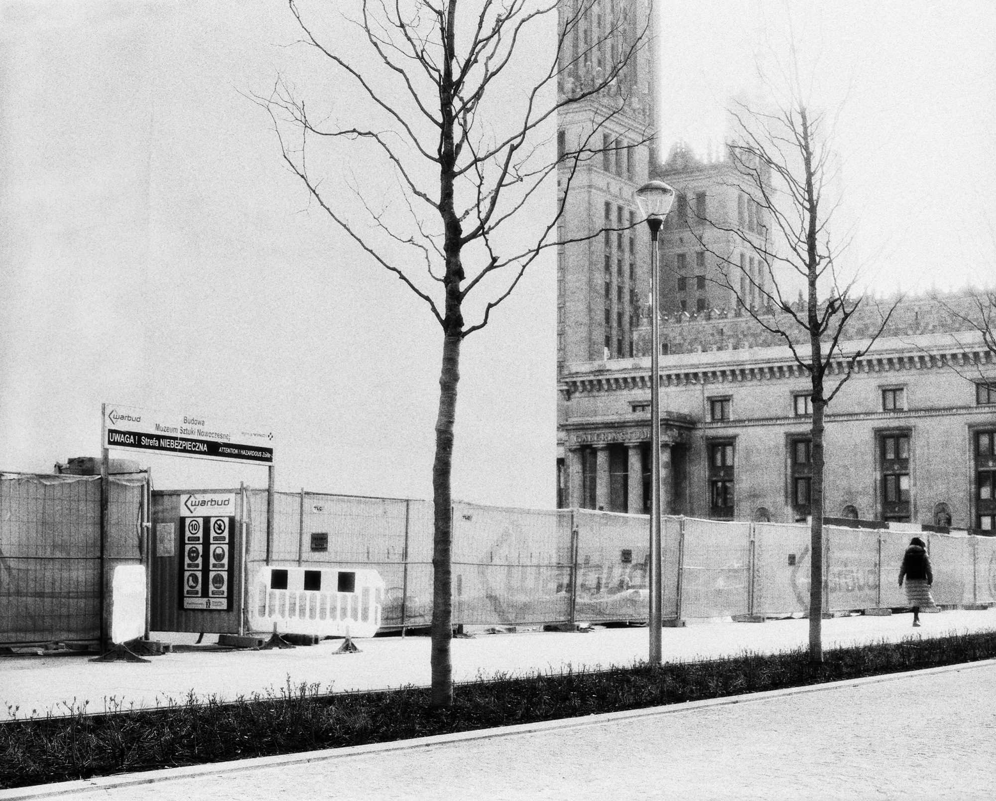 New Building of the Museum of Modern Art Warsaw under Construction, March 2024, analogue photograph on fluorographic X-ray film. Image by Marta Michalowska