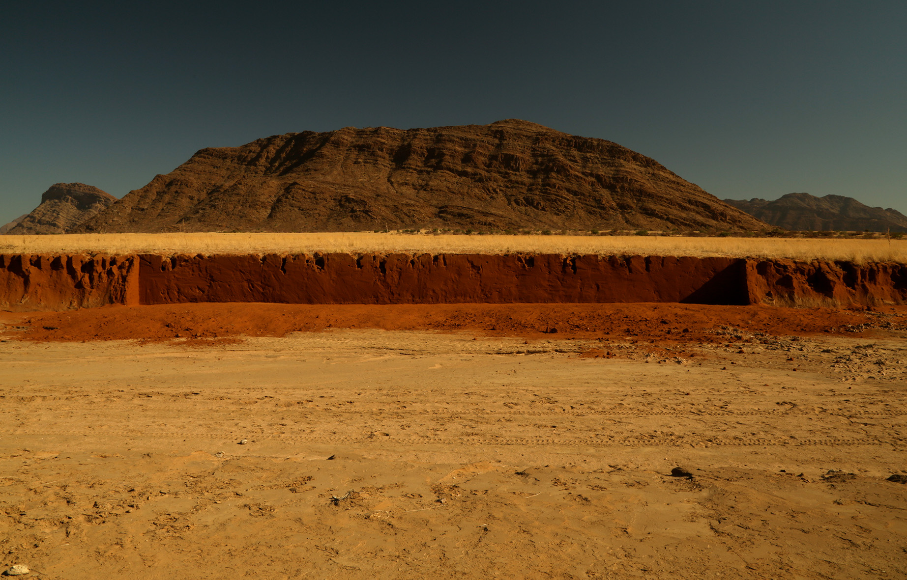 River Bank 7, Red, 2012,  Marienfluss, Namibia (L.2100cm W.160cm)